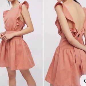Free People Ruffled Apron Dress Pink Dress
